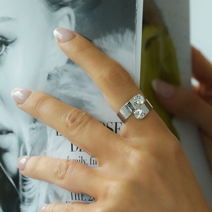 30R5109 - Twin Birthstone Ring, Silver