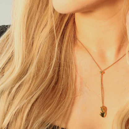 30N1813G - Twin Hearts Adjustable Necklace, Gold