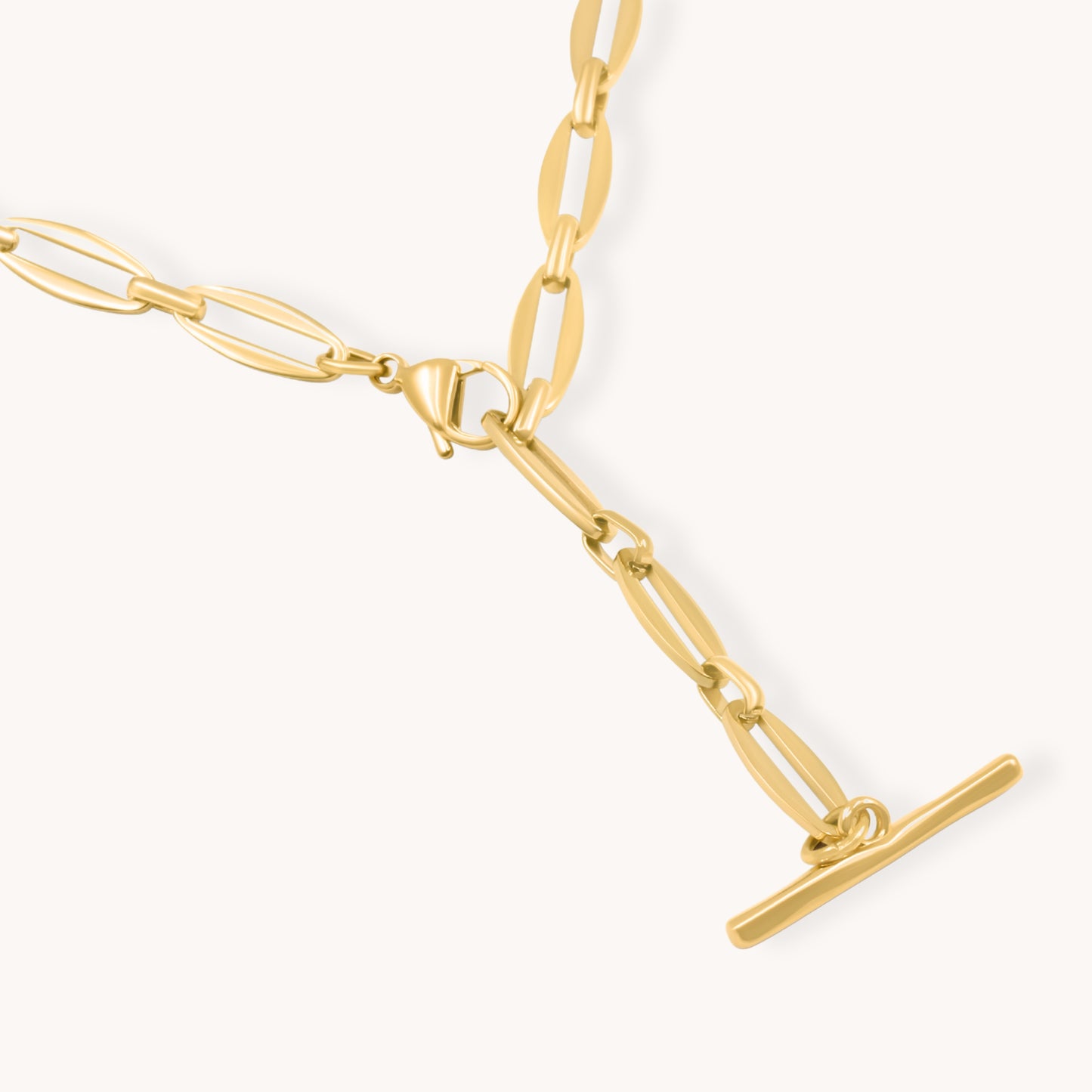 30N1885G - Adjustable Long Link Toggle Charm Necklace, Gold