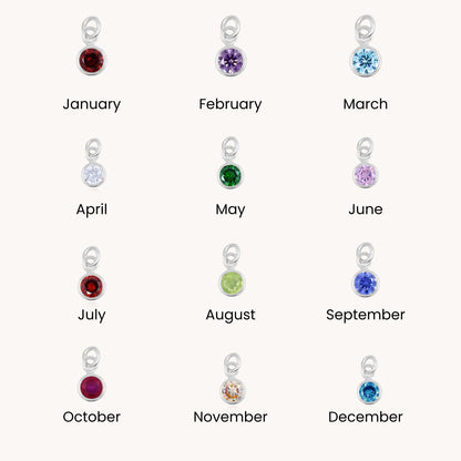 30E3185 - Birthstone Huggie Hoops, Silver