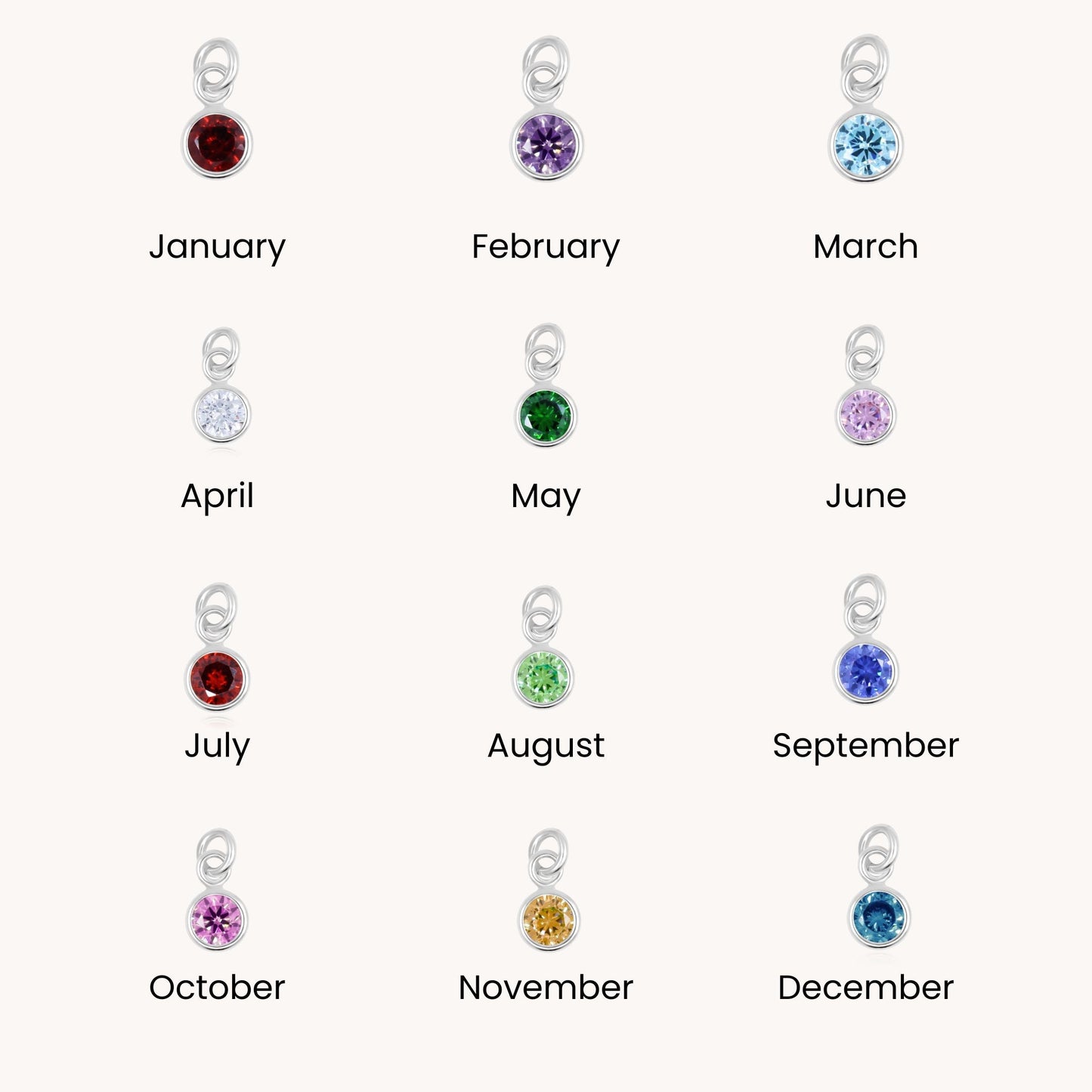 30N1869 - Classic Heart and Birthstone Long Link Necklace in Silver