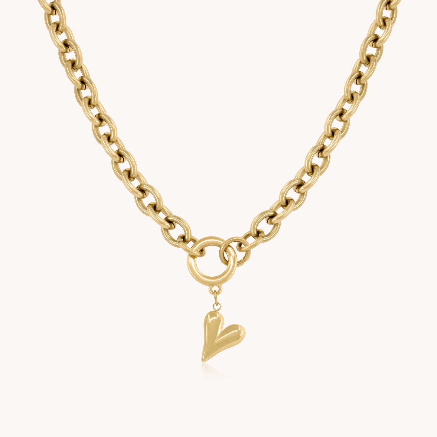 30N1207G - Celine Heart Chunky Necklace, Gold