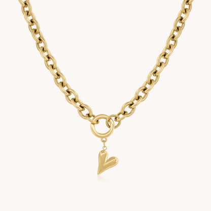 30N1207G - Celine Heart Chunky Necklace, Gold