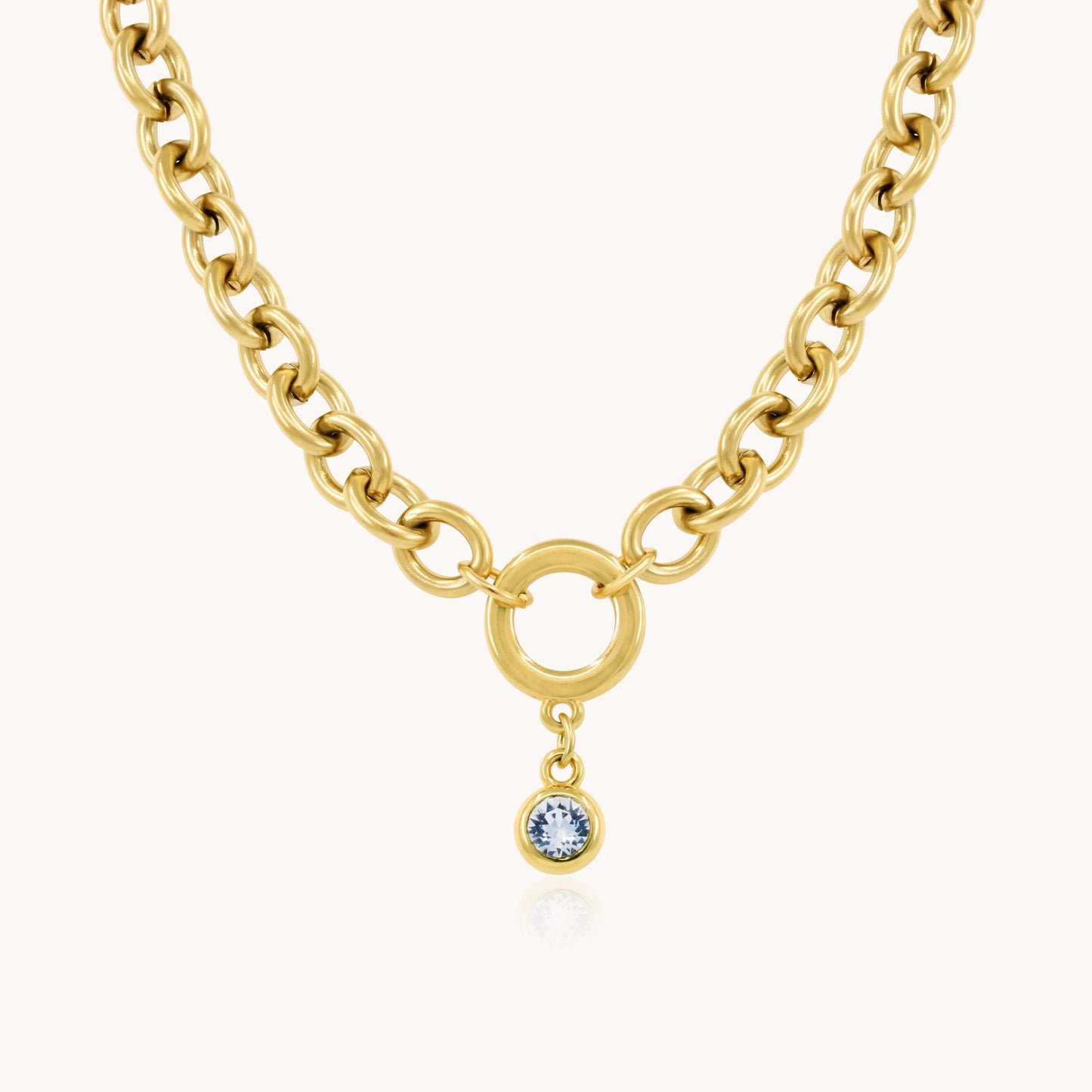 30N1228G - Chunky Birthstone Necklace, Gold