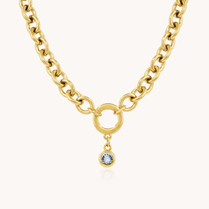 30N1228G - Chunky Birthstone Necklace, Gold