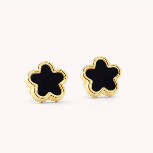 30E3323G - Black Clover Stud Earrings, Gold