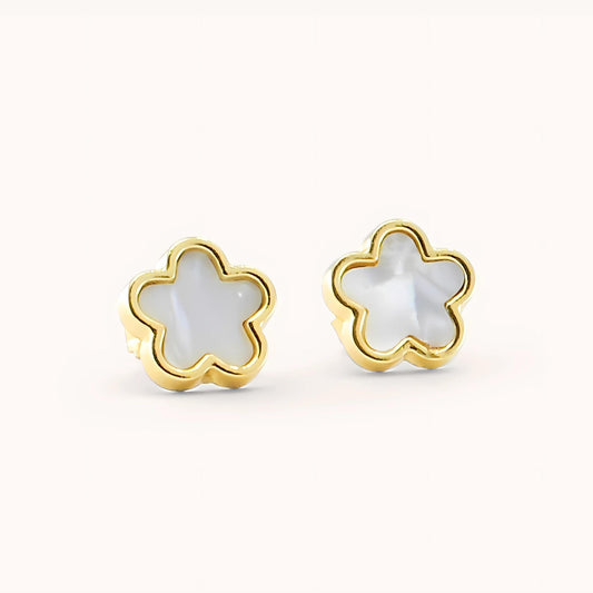 30E3323G - White Clover Stud Earrings, Gold
