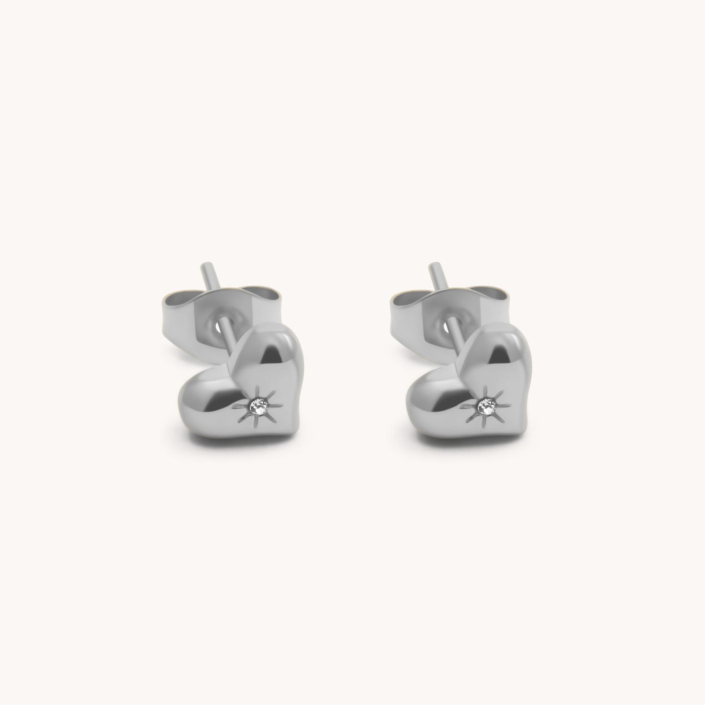 30E3370 - Starburst Heart Stud Earrings, Silver