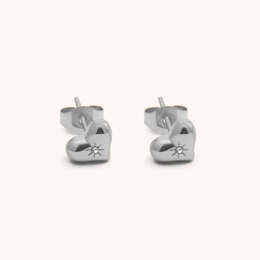 30E3370 - Starburst Heart Stud Earrings, Silver