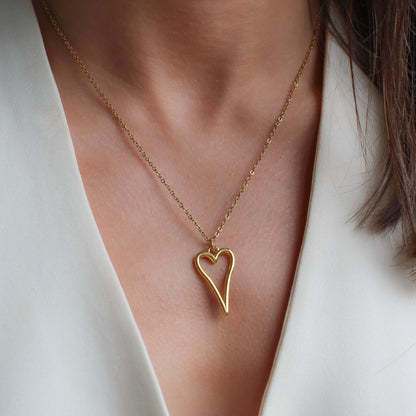 30N1616G - Hourglass Open Heart Fine Necklace, Gold