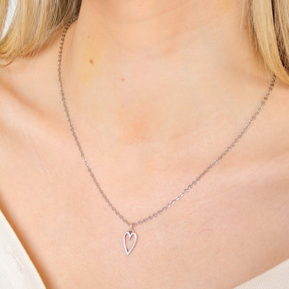 30N1605 - Mini Open Heart Fine Necklace, Silver