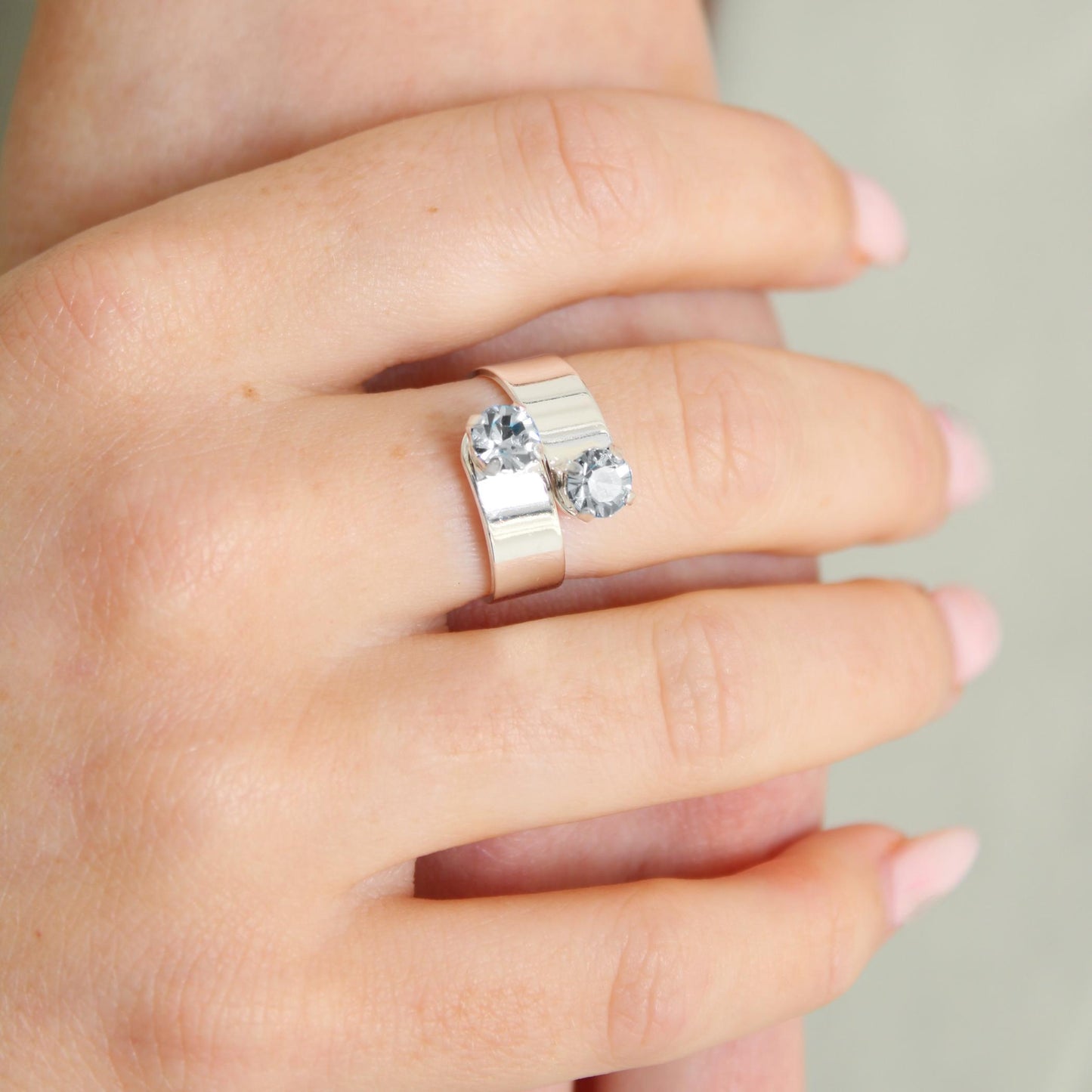 30R5109 - Twin Birthstone Ring, Silver