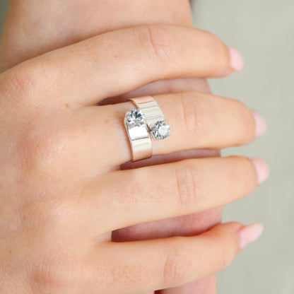 30R5109 - Twin Birthstone Ring, Silver