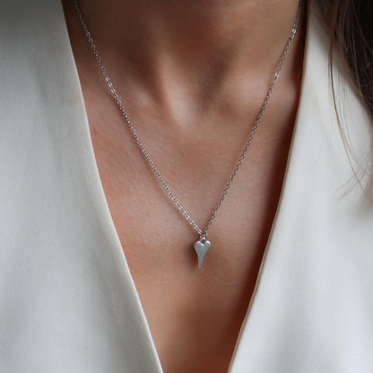 30N1617 - Mini Hourglass Heart Fine Chain Necklace, Silver