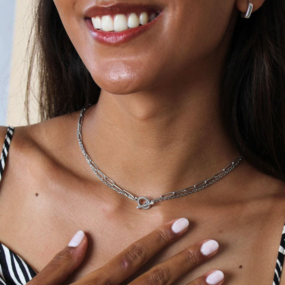 30N1807 - Willow T-Bar Necklace, Silver