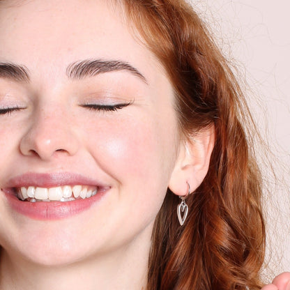 30E3188 - Open Heart Huggie Hoops, Silver