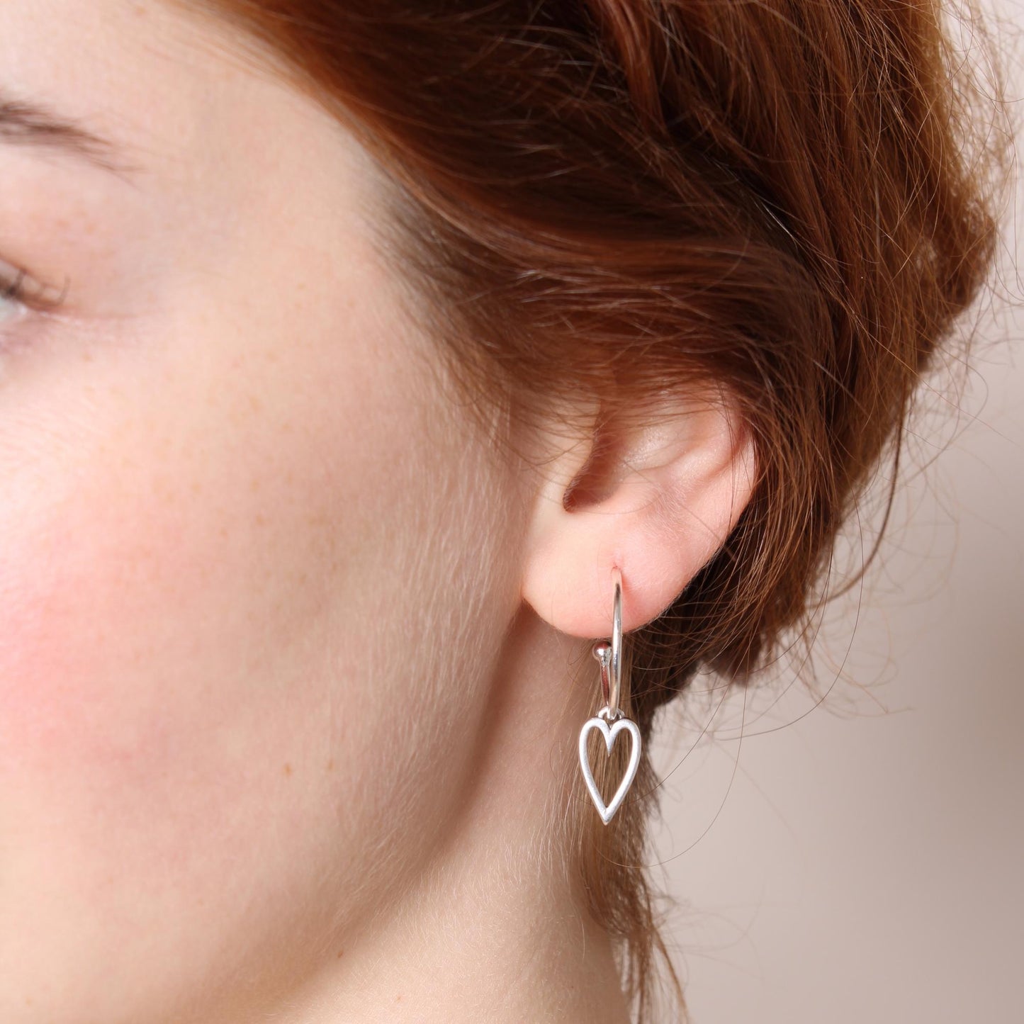 30E3180 - Open Heart Hoop Earrings, Silver