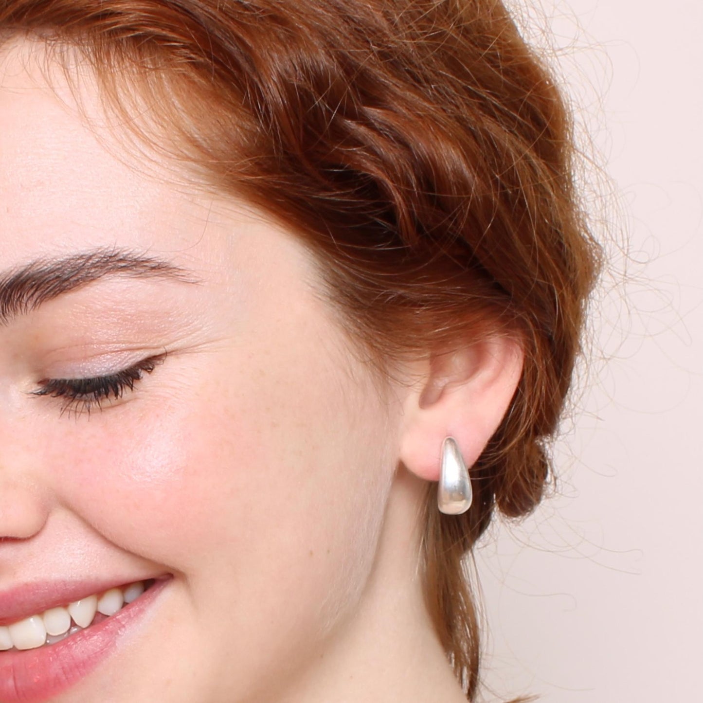 30E3343 - Chunky Half Hoop Earrings, Silver