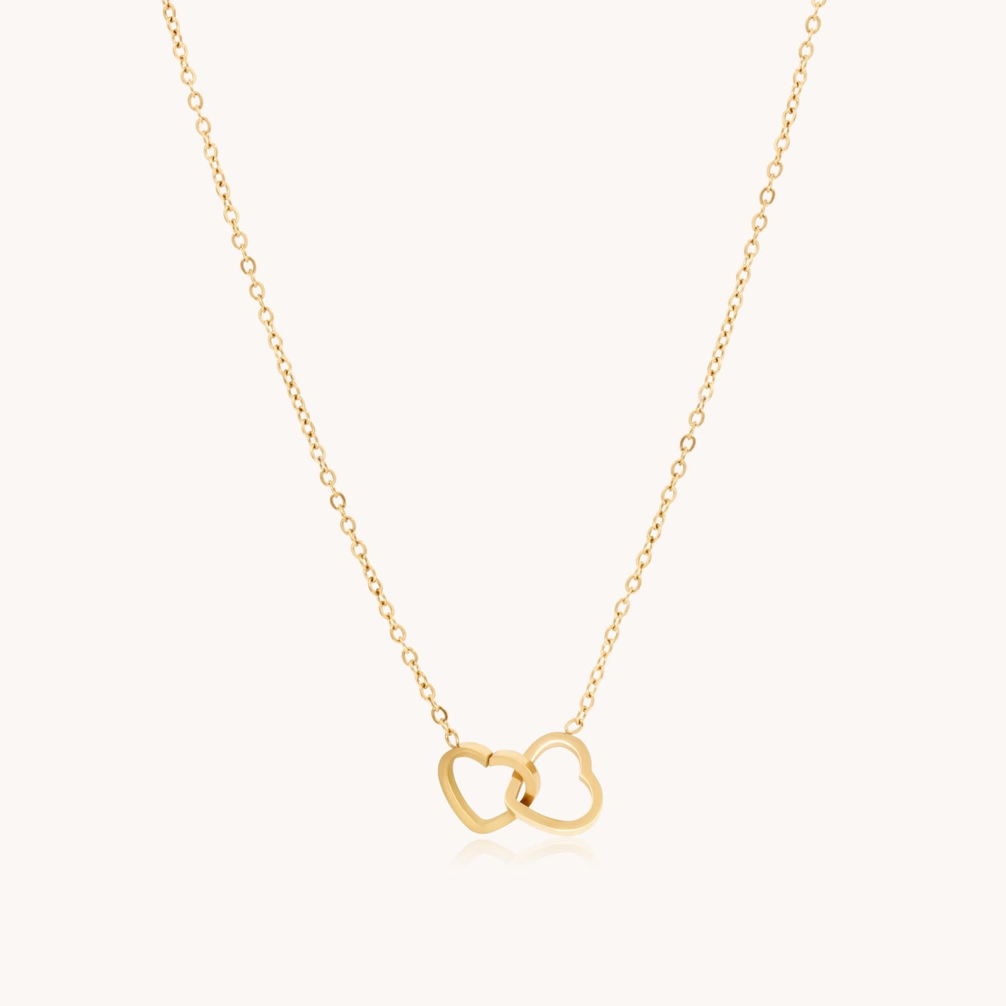 30N1018G - Interlinked Hearts Fine Necklace, Gold