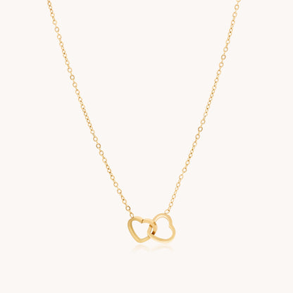 30N1018G - Interlinked Hearts Fine Necklace, Gold