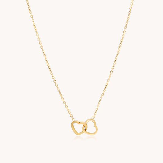 30N1018G - Interlinked Hearts Fine Necklace, Gold