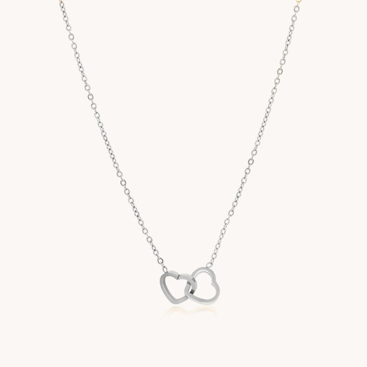 30N1018 - Interlinked Hearts Fine Necklace, Silver