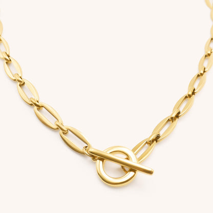 30N1888G - Long Link T-bar Necklace, Gold