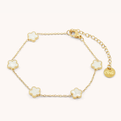 30B2037G - Mini White Multi Clover Bracelet, Gold