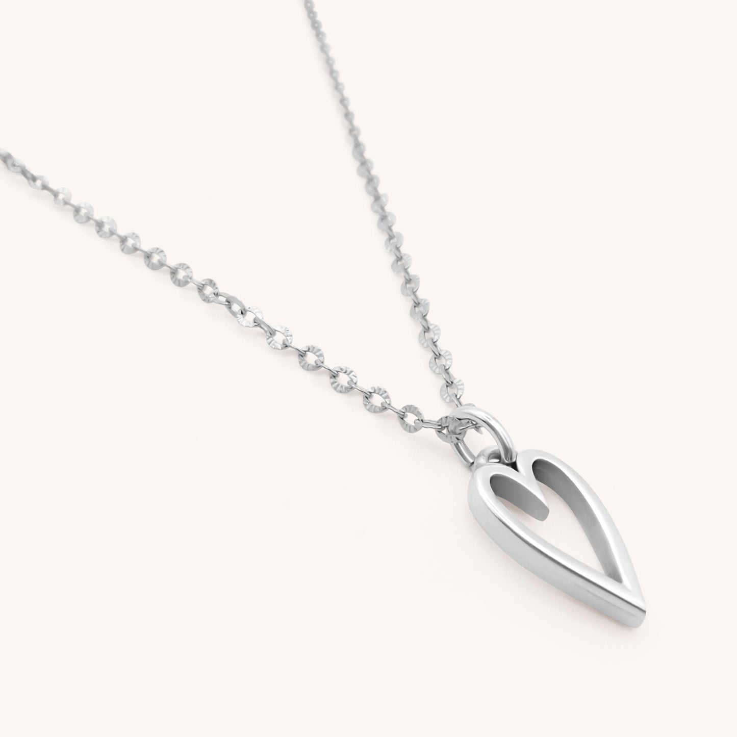 30N1605 - Mini Open Heart Fine Necklace, Silver