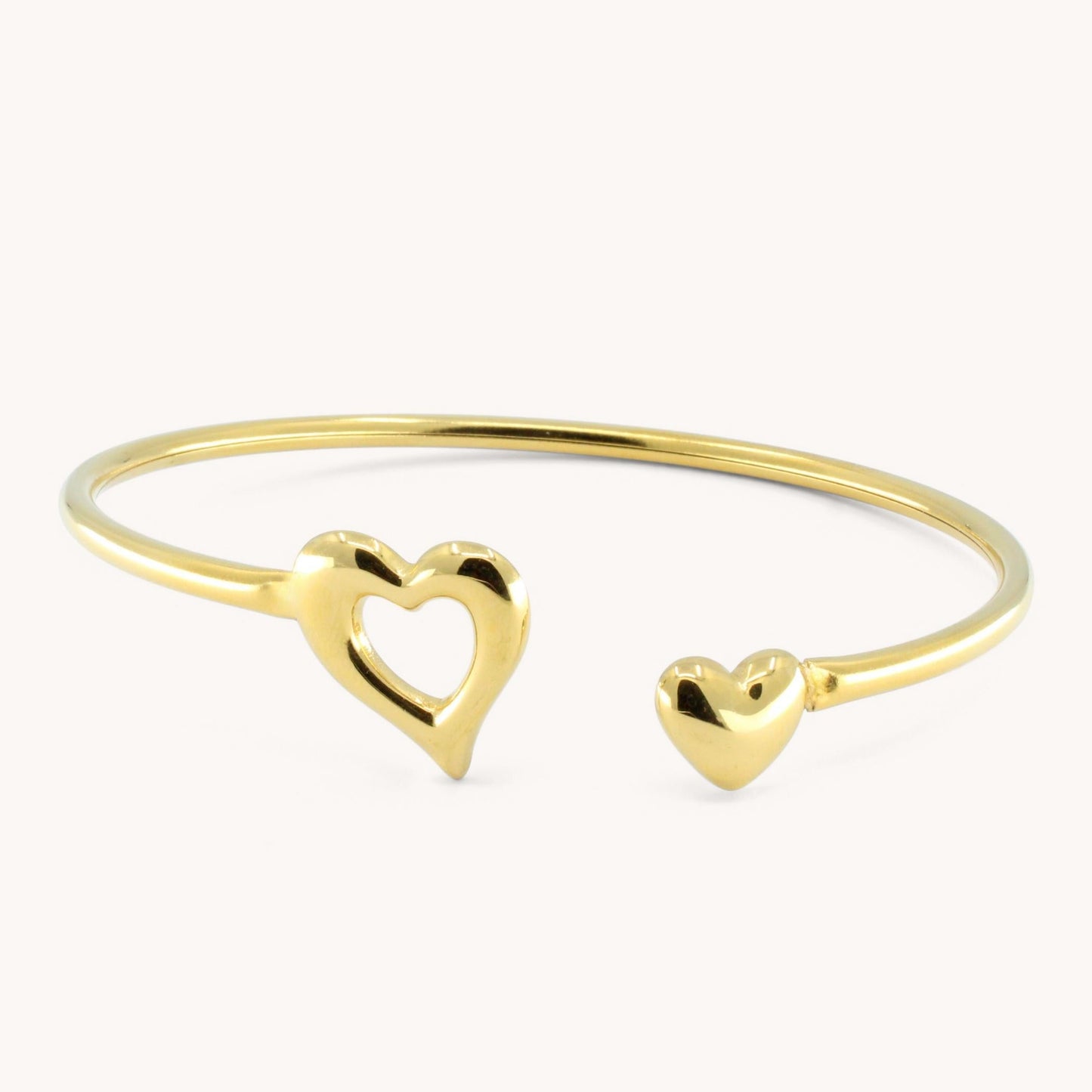 30B9012G - Open & Mini Heart Bangle, Gold