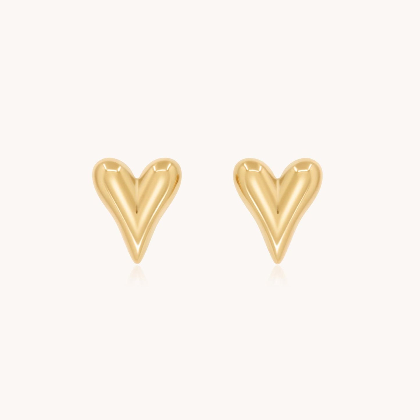 30E3307G - Celine Heart Stud Earrings, Gold