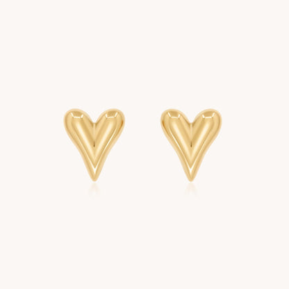 30E3307G - Celine Heart Stud Earrings, Gold