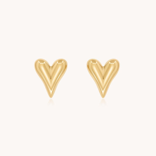 30E3307G - Celine Heart Stud Earrings, Gold