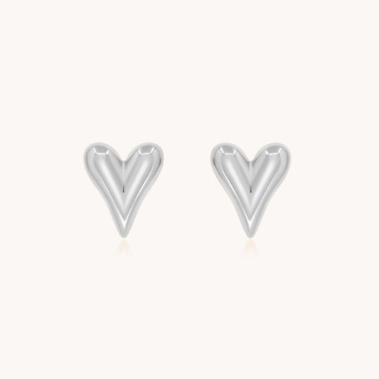30E3307 - Celine Heart Stud Earrings, Silver