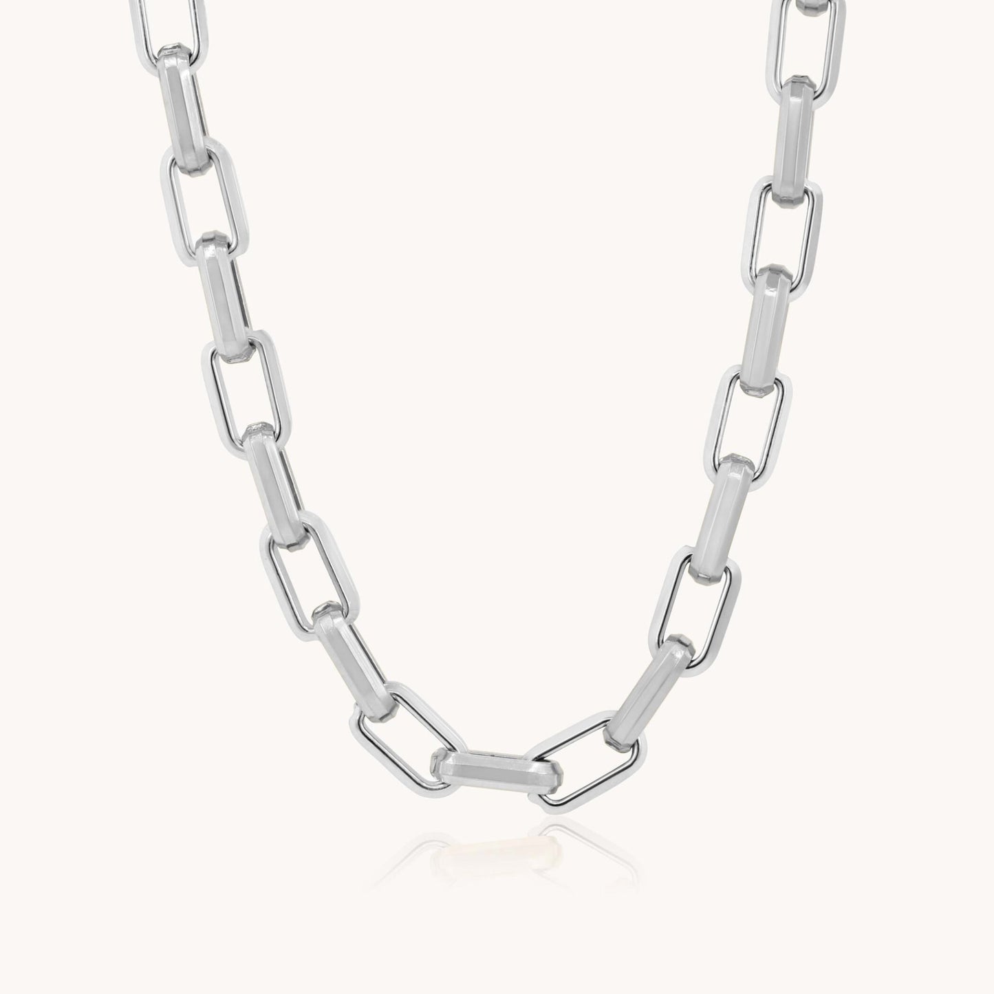 30N1300 - Square Link Necklace, Silver