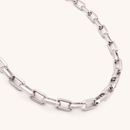 30N1300 - Square Link Necklace, Silver