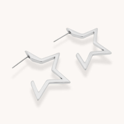 30E3352 - Star Hoops, Silver