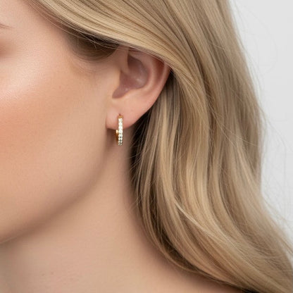 30E3125G - Crystal Pave Huggie Hoops, Gold