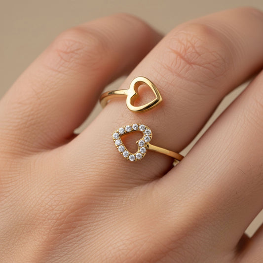30R5172G - Halo Heart Ring, Gold