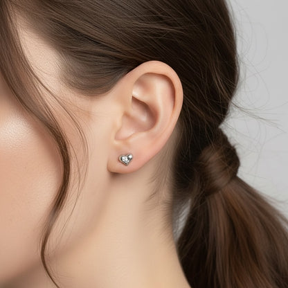 30E3370 - Starburst Heart Stud Earrings, Silver