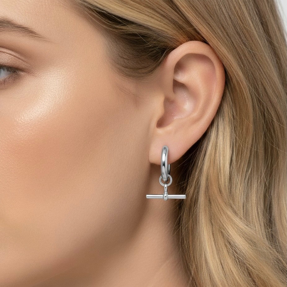 30E3134 - T-bar Chunky Hoops, Silver