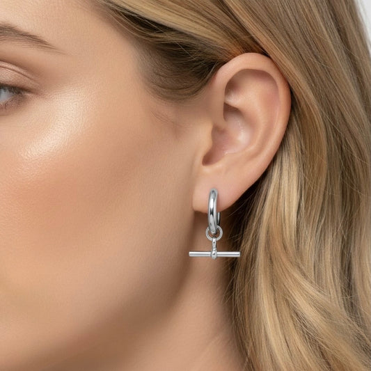 30E3134 - T-bar Chunky Hoops, Silver