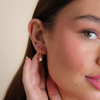 30E3185G - Birthstone Huggie Hoops, Gold