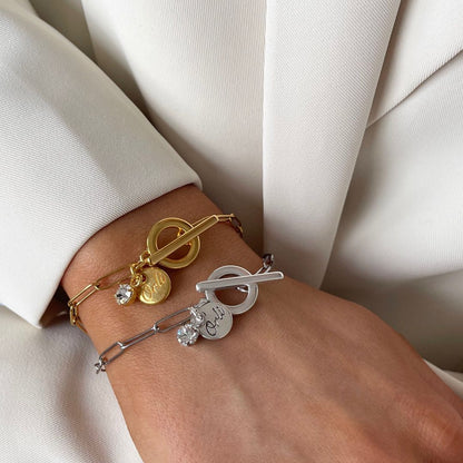 30B2850 - Gracie Birthstone T-bar Bracelet, Silver
